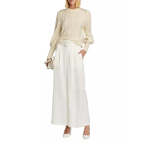 NEW Generation Love Size L,  Womens Rylan Merino Wool Cable-Knit Sweater - Cream - Picture 2 of 7